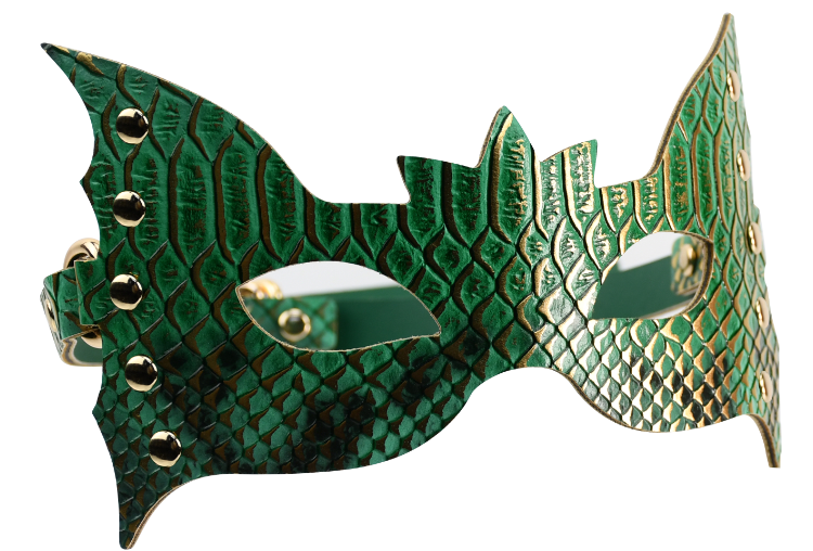Snakeskin BDSM Fairy Mask – PU Leather Blindfold in Pink, Green, or Silver - Image 7