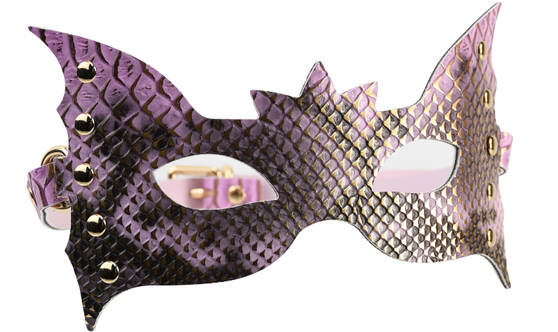 Snakeskin BDSM Fairy Mask PU Leather Blindfold Available in Pink, Green, and Silver