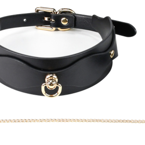 PU Leather BDSM Collar with Detachable Metal Leash Available in Black, Grey, Red, and Red-Black