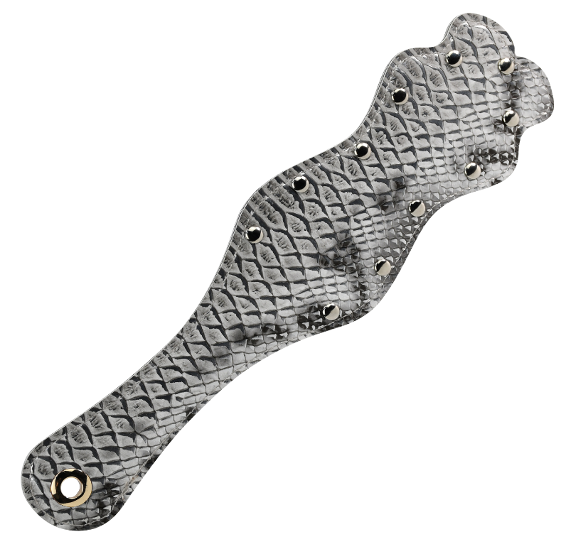 Snakeskin BDSM Spanking Paddle – PU Leather Impact Toy in Pink, Green, and Silver - Image 3